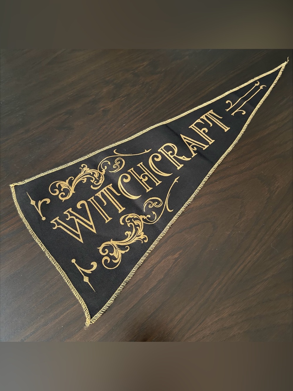 Witchcraft Black and Gold Decorative Wall Pennant